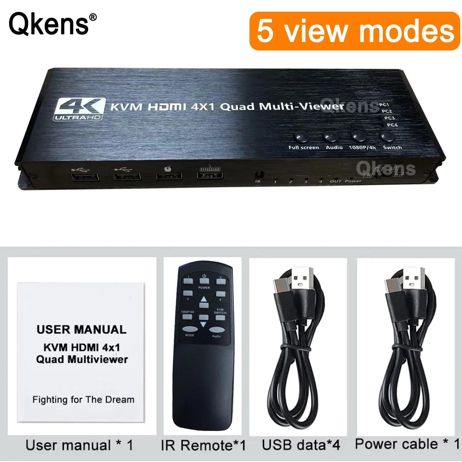 4K HDMI KVM ġ, 4x1  Ƽ , 4  1 ƿ ɸ ġ  μ, HDMI Ƽ  F, 4 PC  콺 Ű